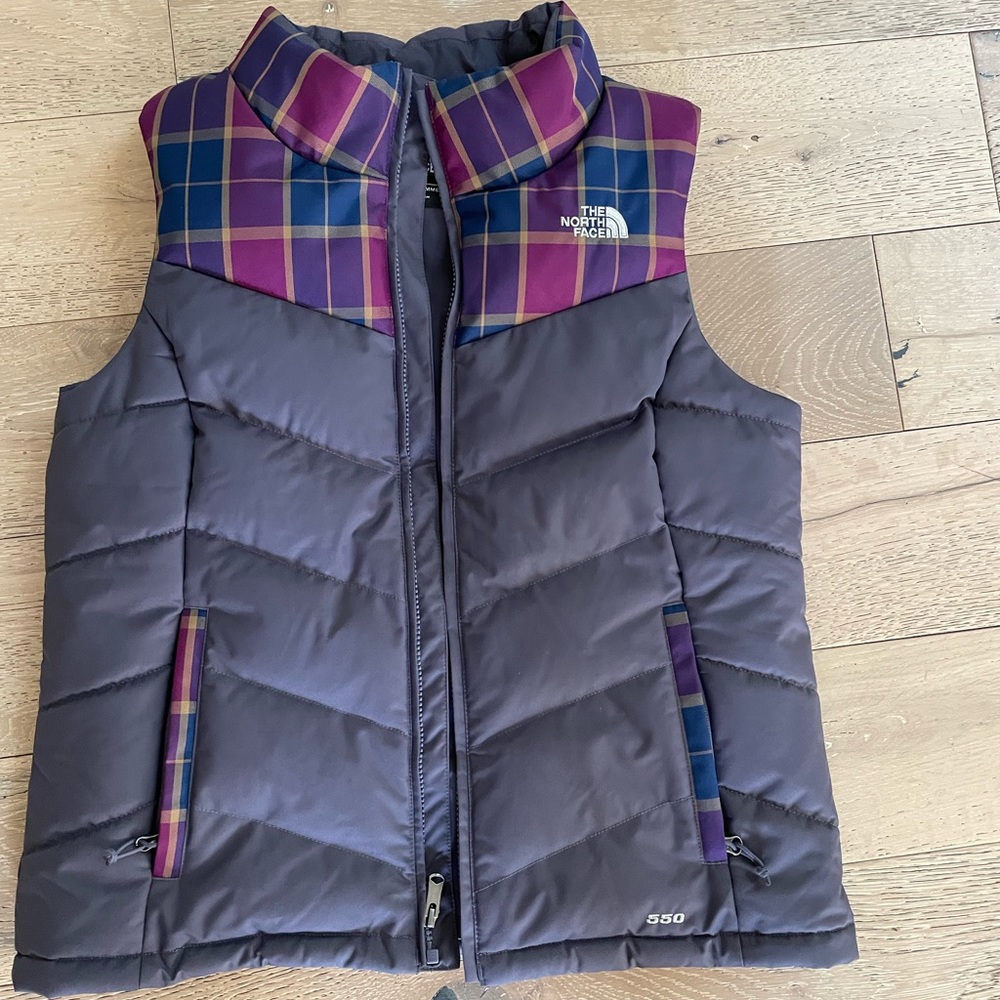 NWOT North Face Sheka Down Purple Plaid Puffer Vest